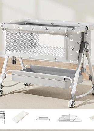 Детская кроватка-трансформер leobro smart crib pro 5в1 серая (lb-1136)