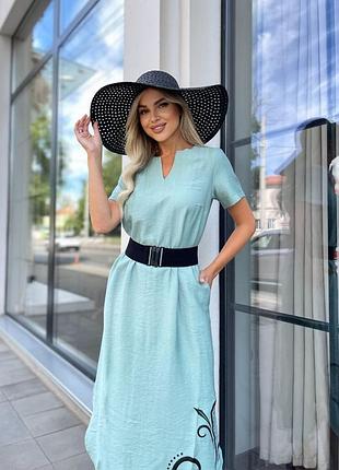 ⭐⭐⭐⭐⭐
літня сукня з льону плаття міді туніка з поясом 🎀 a0981