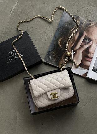 Сумка женская chanel мини - люксовая качество светло-серый