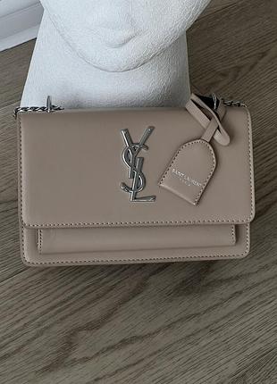 Жіноча сумочка клатч saint laurent гладка бежевий