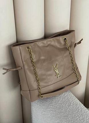 Сумка saint laurent jamie in leather бежевый