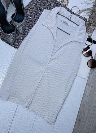 Літня сорочка zara s молочна подовжена сорочка плісирована сорочка безрукавка на ґудзиках сорочка зара