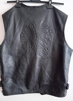 Винтажная байкерская жилетка с 3d тиснением apache leathers