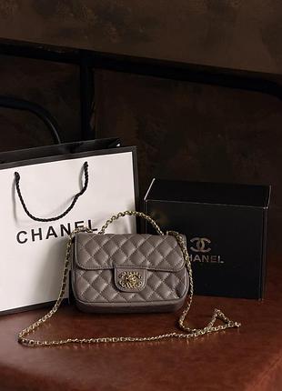 Сумка сумка chanel letter logo top handle flap wallet on chain сірий