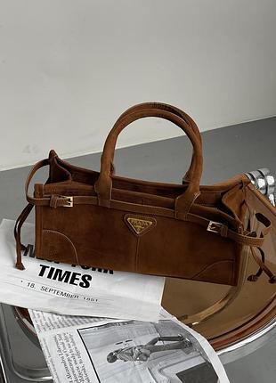 Сумка prada medium suede tote bag карамель