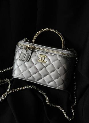 Сумка chanel classic lambskin серебро