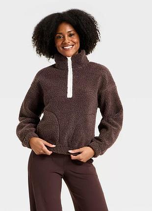 All in motion жіночий флісовий хутряний світшот розмір s коричневий, high pile fleece 1/2 zip