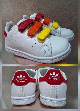 Кроссовки детские adidas stan smith, размер 23, стелька 14,5 см, цвет белый, красный