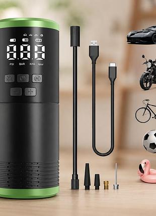 Портативний автомобільний повітряний компресор,air pump and ly-1096 / насос автомобільний акумуляторний зі змінними насадками