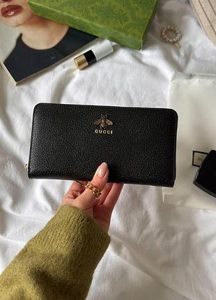 Gucci animalier zip around wallet black