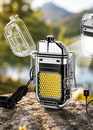 Зажигалка плазменная 2в1 type-c / электронная usb-зажигалка с led-фонарем