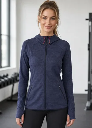 Быстросохнущая флиска ⚡ h&m sport 🏃‍♀️ спортивная кофта с капюшоном 🔥 худи на молнии xs-s