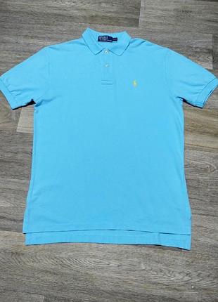 Мужская брендовая футболка поло polo ralph lauren , размер l , 100% хлопок .