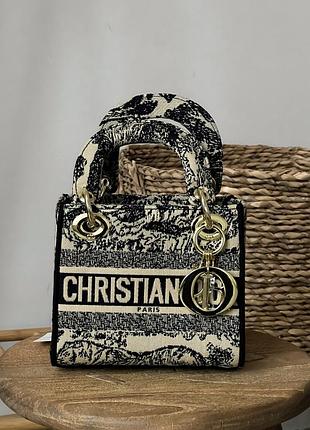 Женская сумка christian dior lady small черный тигр