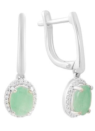 Серебряные серьги proba с натуральным изумрудом 2.59ct (2214199)