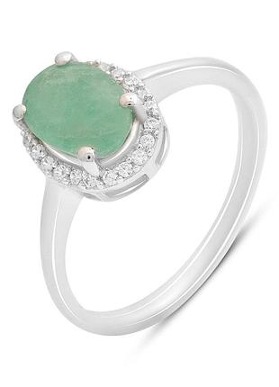 Серебряное кольцо proba с натуральным изумрудом 1.304ct, вес изделия 2,17 гр (2214182) 17.5 размер