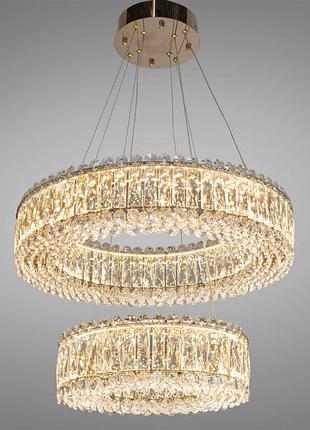 Підвісна люстра led 8693-600+400gd золото 85вт