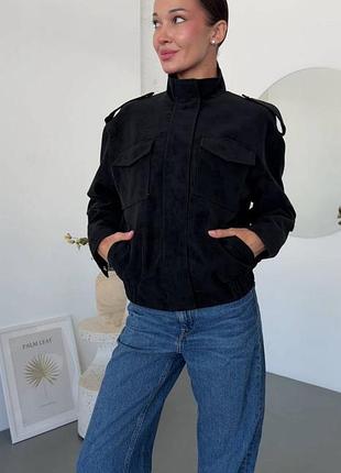 Куртка бомбер з екошкіри vintage