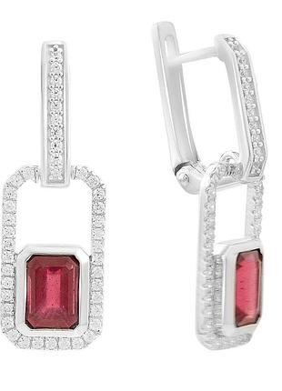 Серебряные серьги proba с натуральным рубином 3.626ct, фианитами (2205234)