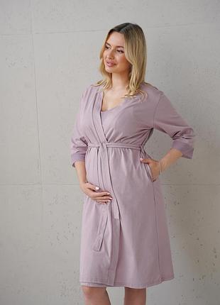 Халат трикотажний з бавовни та мікрофібрової сітки на рукавах soft&lace "soft&lace"