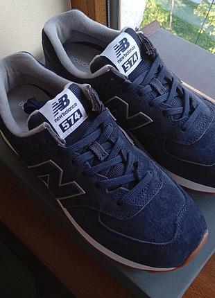 Кроссовки new balance 574 оригинал новые р.42.5 натуральная замша синие