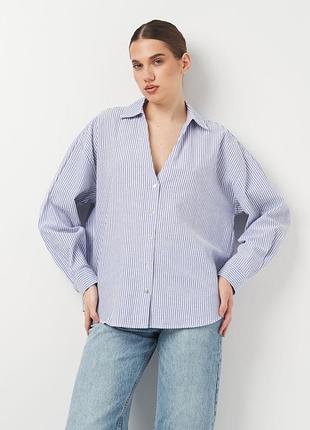 Жіноча сорочка zara у блакитно-білу смужку, оверсайз