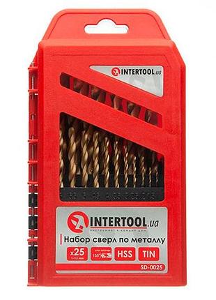 Набор сверл по металлу intertool 25 шт. (1-13 мм) титан (sd-0025)