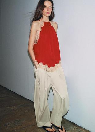 Кружевной топ хальтер zw collection zara размер xl