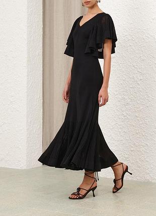 Жіноча чорна плісерована максі сукня розмір 1 zimmermann illuminate pleated frill maxi