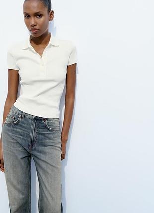 Біла футболка поло zara