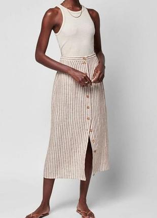 Льняная юбка миди лён