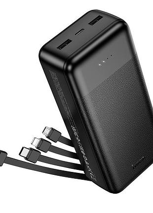 Повербанк hoco j163b 30000 mah з вбудованими кабелями led-індикатор чорний (24484)