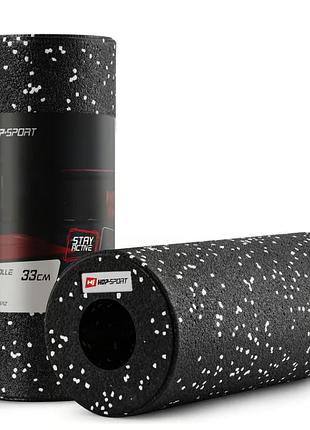 Роллер масажер (валик, ролик) гладкий hop-sport epp 33см hs-p033yg чорно-білий