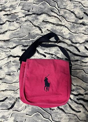 Жіноча рожева сумка кросбоді мессенджер вінтажна polo ralph lauren