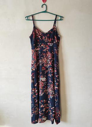 Легкое вискозное платье сарафан в цветочный принт marks &amp; spencer indigo collection размер 12 / 40 / m-l