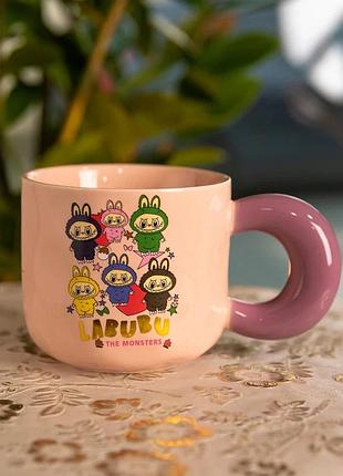 Чашка порцелянова labubu brighten your day 400 (мл) подарункова кружка прикольна чашка для дітей на подарунок fm-22b