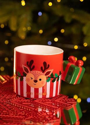 Чашка порцелянова новорічна merry christmas 400 (мл) червона yiwu fm-cs-49r