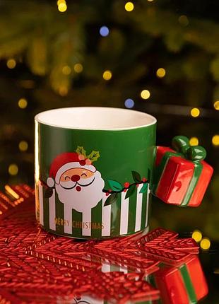 Чашка порцелянова новорічна merry christmas 400 (мл) зелена yiwu fm-cs-49gr