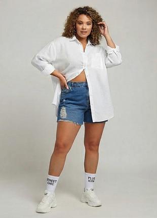 Джинсовые шорты бермуды plus size, супер батал на высокой посадке divided h&m