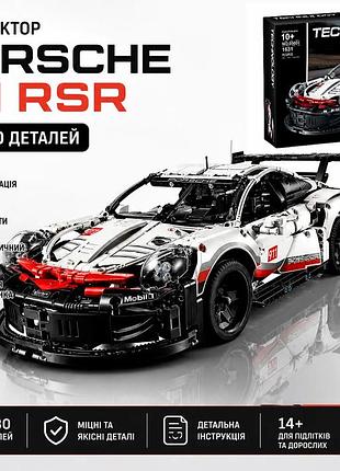 Конструктор porsche 911 rsr – 1580 деталей, білий спорткар, сумісний із лего! порше в фабричній коробці