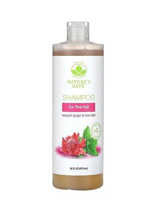 Шампунь&nbsp;для объема с имбирем авапухы и базиликом для тонких волос mild by nature nature's gate 473 мл