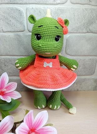 Дракончик девочка, вязаная игрушка, мягкая игрушка, ручная работа