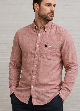 Лляна сорочка jack &amp; jones originals 100% льон рожева m 48–50