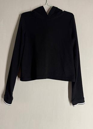 Стильное черное худи h&amp;m с капюшоном (размер eur 170 / xs–s)