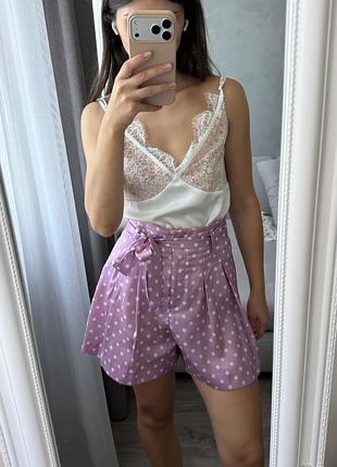 Сатинові шорти zara в горох