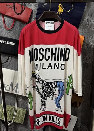 Футболка жіноча moschino couture milano fashion kills tee shirt scott hype jersey білий червоний l m