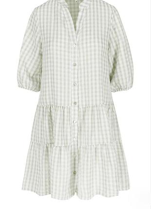 Gina gingham smock dress новое платье от бренда forever new в нежно-зеленую клетку виши