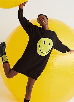 В’язана сукня-светр h&m зі смайликом, оверсайз на розмір s/m