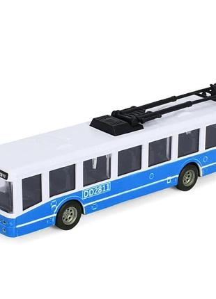 Іграшковий інерційний тролейбус 6336(blue) гумові колеса, 17 см