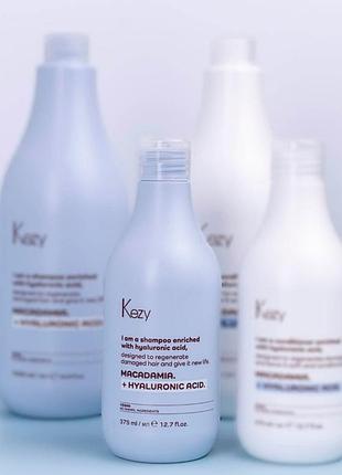 Реструктурирующий шампунь с гиалуроновой кислотой kezy macadamia plus shampoo